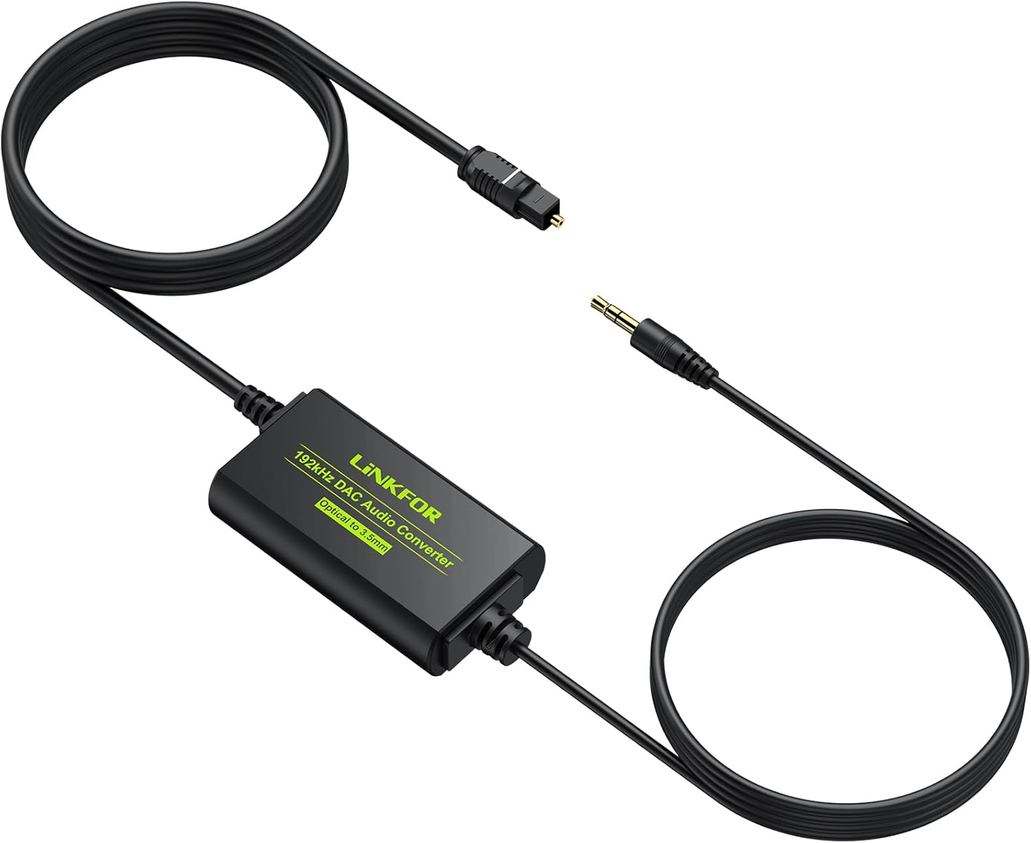 LiNKFOR DA Wandler 192kHz DAC Konverter Digital-zu-Analog Audio Wandler, Optischer Toslink zu 3,5mm Audio Adapter Mit 1M Optischem Kabel für HDTV, Spielkonsolen und Kopfhörer