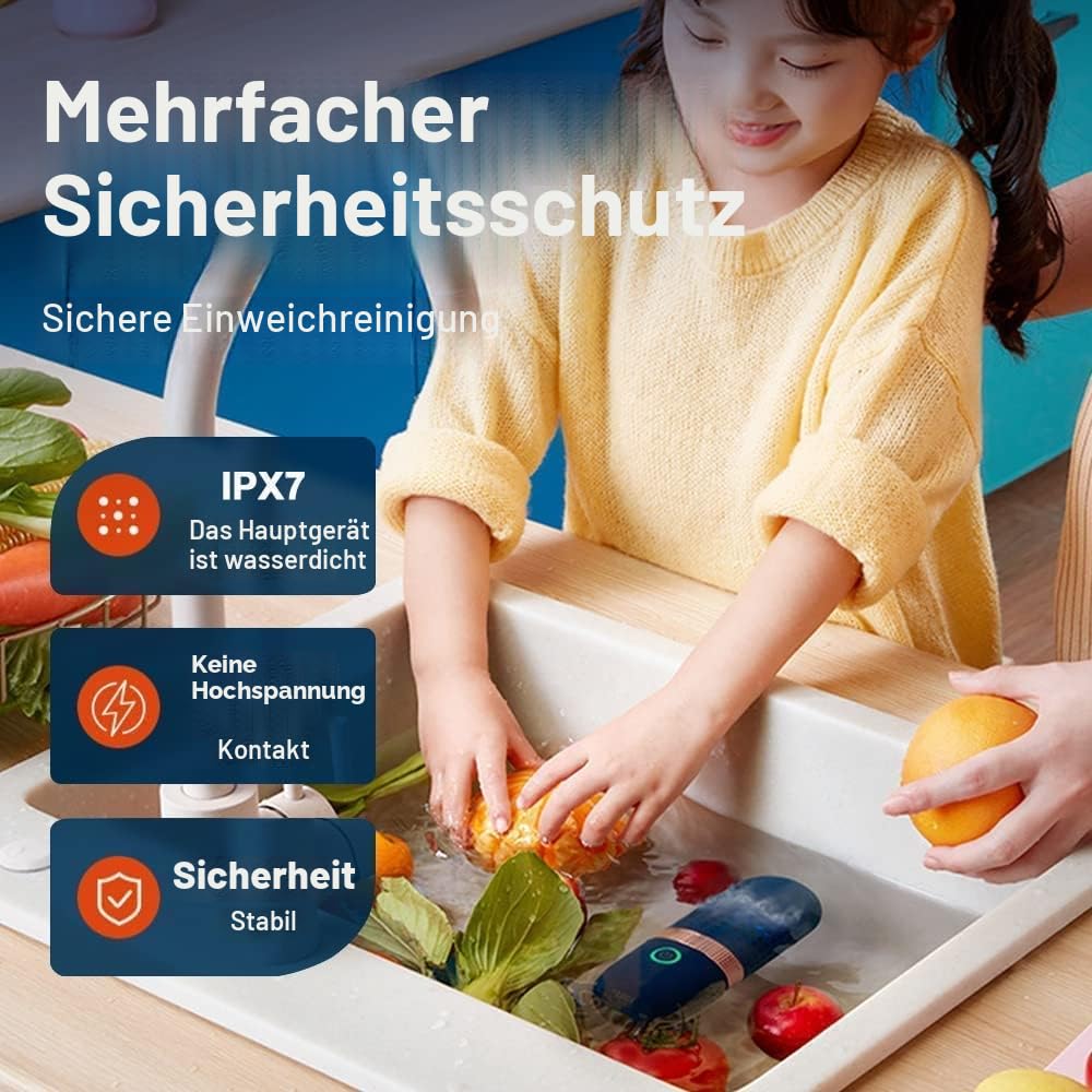 Anuan Waschmaschine für Obst und Gemüse, tragbarer drahtloser Lebensmittel-Reiniger, Desinfektionsmaschine für den Haushalt