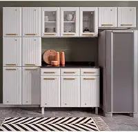 Cozinha de Aço Compacta com Vidro 4 Peças Diamante Telasul Branco