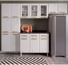 Cozinha de Aço Compacta com Vidro 4 Peças Diamante Telasul Branco