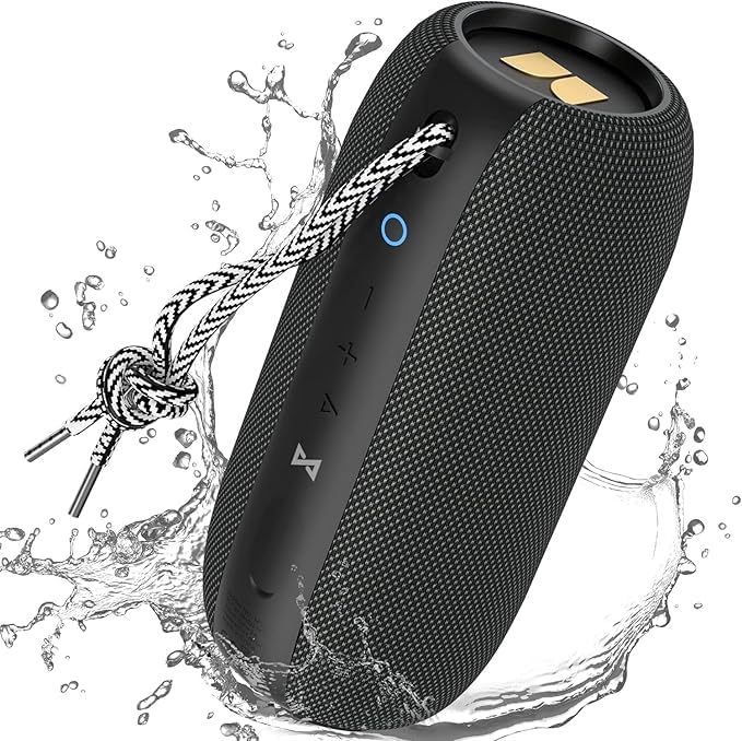 New Monster S320 Bluetooth Speaker, Portable Bluetooth Speaker, 40W True Wireless Speaker,360° Stereo Sound Effect,IPX7 Waterproof Speaker, 32 Hour Playing Time,Suitable for Outdoor Speaker, Black