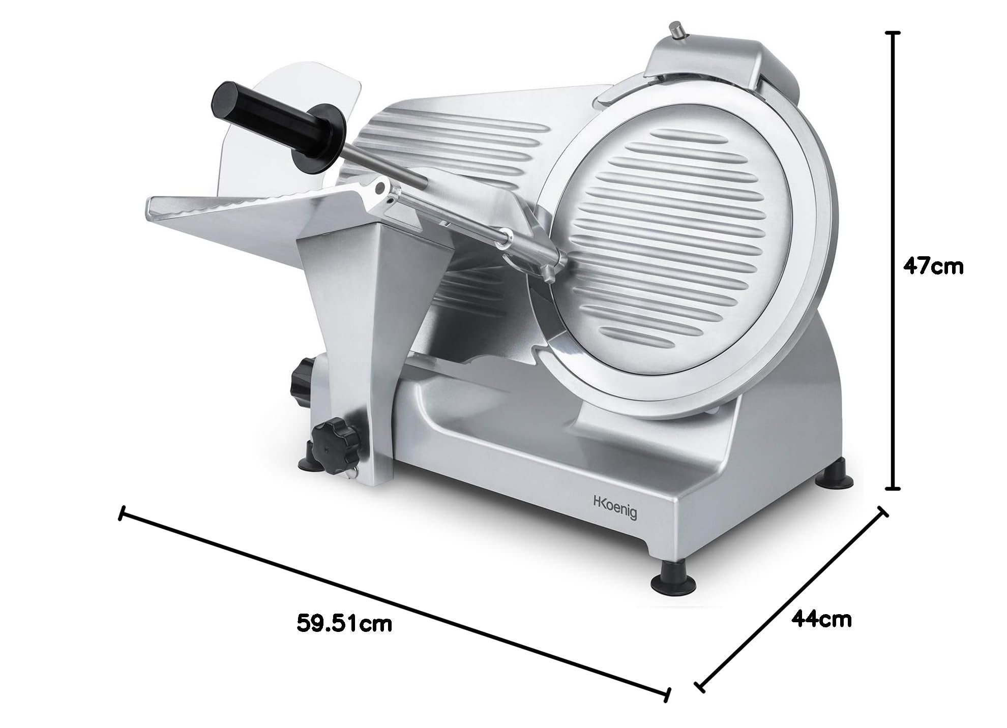 H.Koenig Affettatrice elettrica professionale MSX300, Lama made in Italy da 30cm, Affettatura di precisione, Spessore di taglio 0-15 mm, 282 giri/minuti, inox