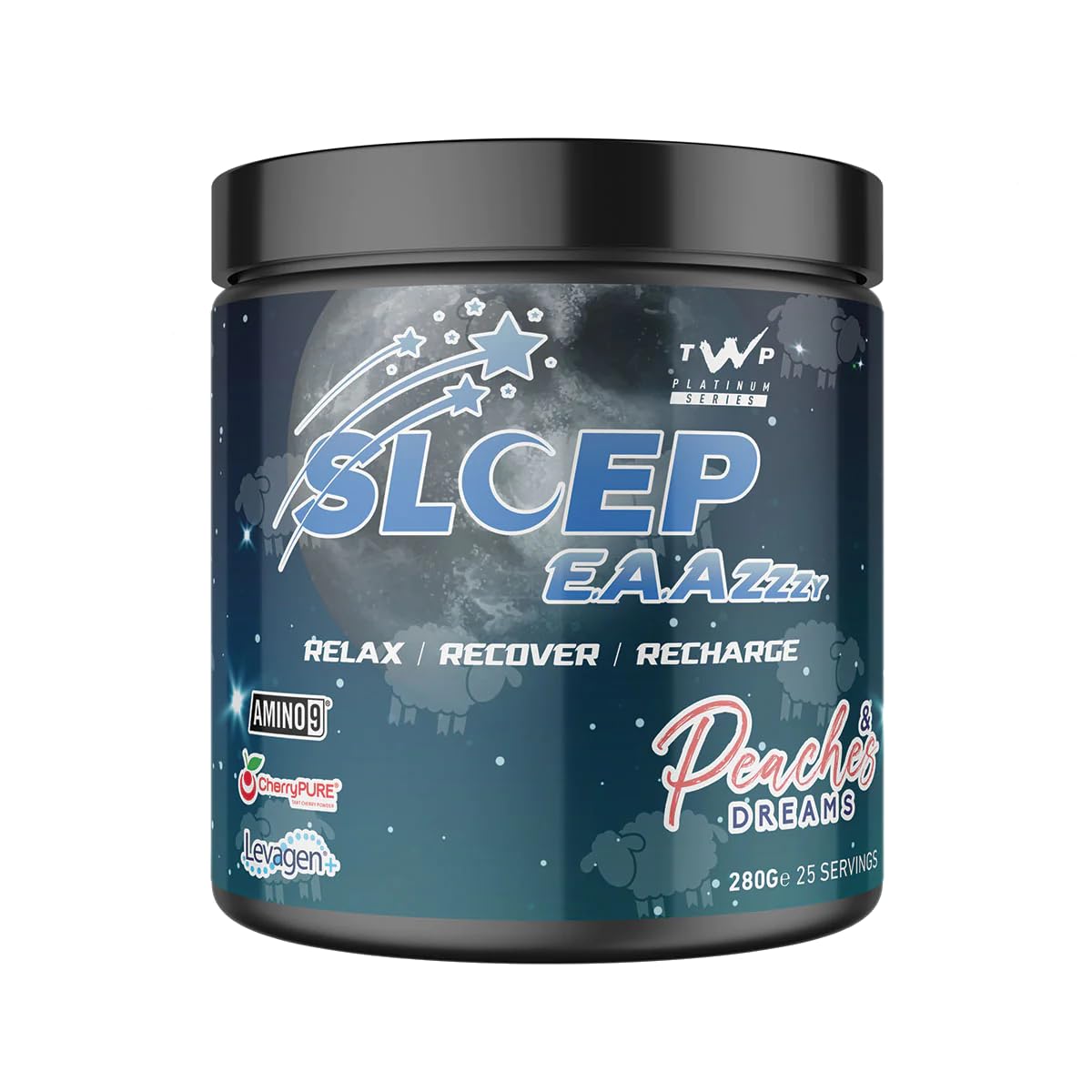 TWPNutrition Platinum Series Sleep EAAzzzy, EAAs Sleep Formula for Relaxation and Recovery, 282g and 25 Servings, 2 Great Flavours (Peaches & Dreams)