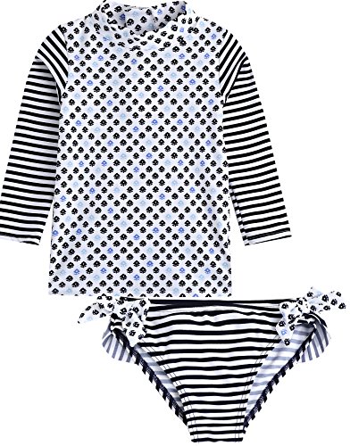 Image of VAENAIT BABY Girls Rash Guard Swimsuit UPF 50+ Long Sleeve Toddler Bathing Suit Ribbon Stawberry Floral Fruit for 2~8Years