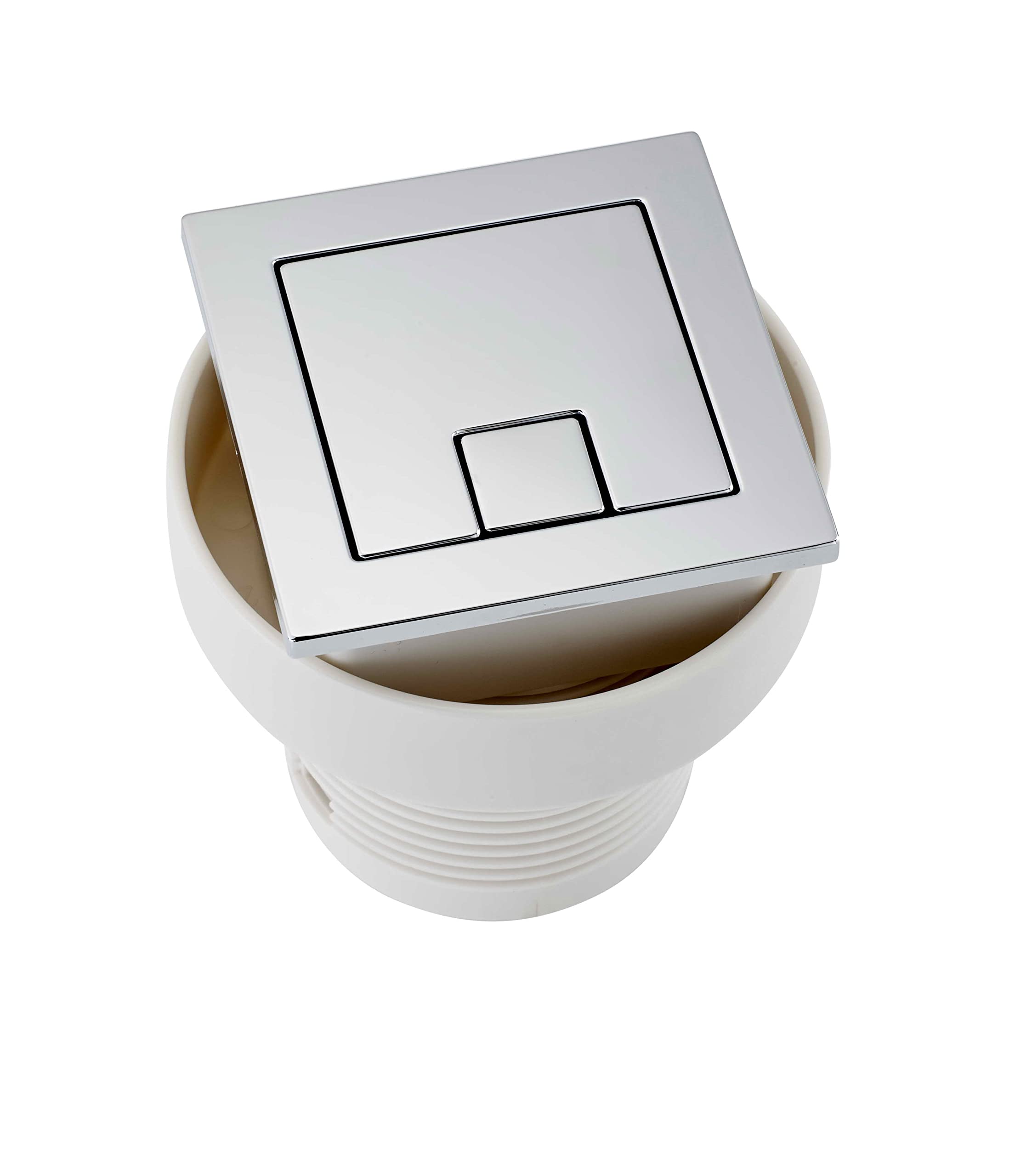 Excel Home Toilet Flush Button Replacement - Dual Button Toilet Flush Button - Pneumatic Technology - Fingerprint Resistant Compatible with Air Houses - Square Push Button Design (Chrome)