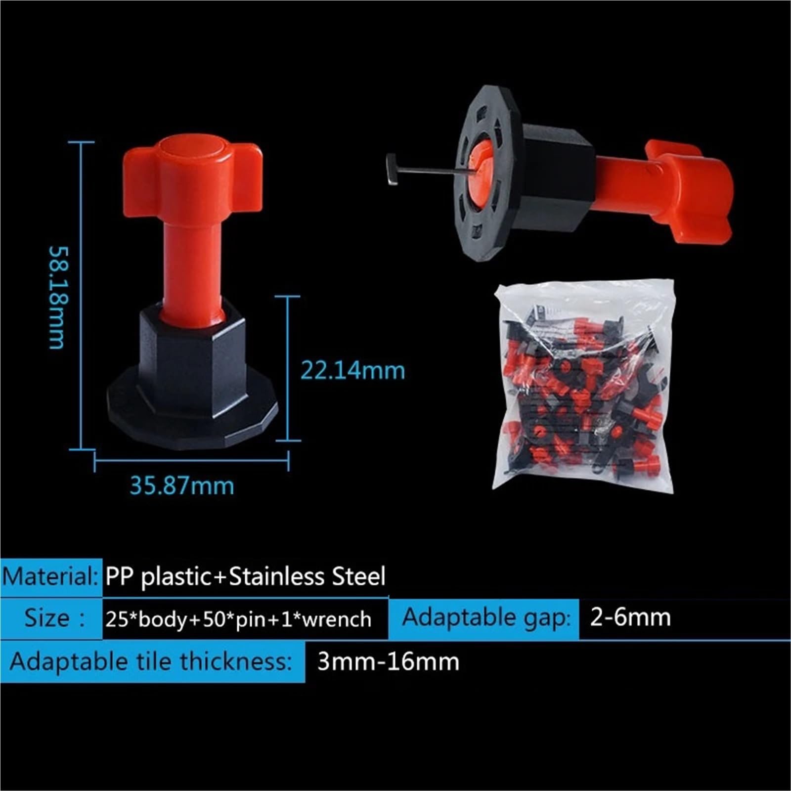 Kit di strumenti riutilizzabili for il livellamento delle piastrelle da parete, 100 pezzi, cunei livellatori, distanziatori for for pavimenti, sistema per Costruire, Muri, Pavimenti