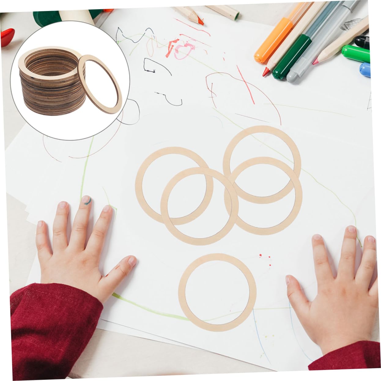 STOBOK 5 Juegos De Aros De De Madera Para Manualidades Estéticas Para Decoración De Pared De Macramé 100 Piezas X 5