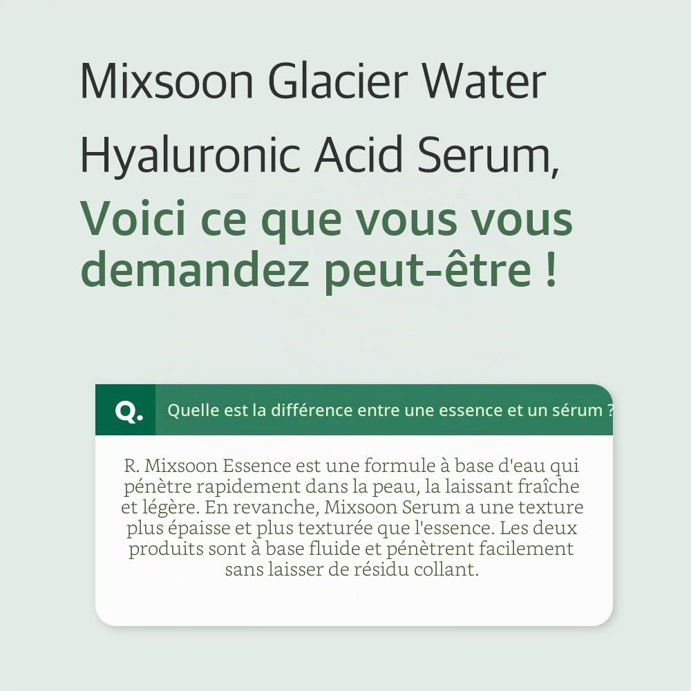 mixsoon Ensemble hydratant Essential Glass Skin Duo pour le soin de la peau coréenne (essence de haricot + sérum d'acide hyaluronique glacier water) blanc