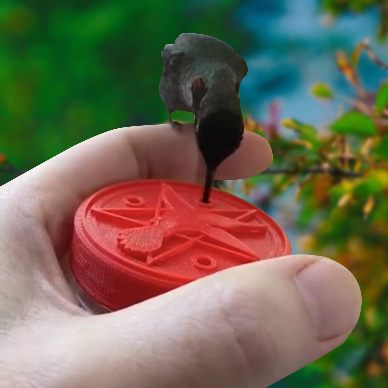 Blaue Kolibri Futterspender - Hängender Vogelfutterspender Mit 6 Blumenöffnungen