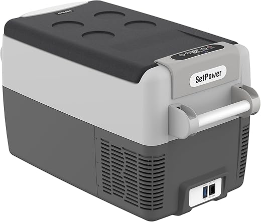 Setpower AJ30 Portable Refrigerator,Portable Freezer,32 Quart Electric Cooler,Car Refrigerator,12/24V DC Cable & 110/240V AC,Car Fridge for Camping,Truck,RV,Travel,Fishing