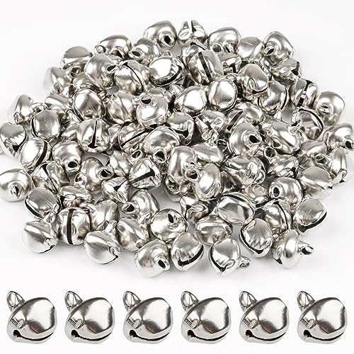 100 Stück Mini Glöckchen zum Basteln - Kleine Glöckchen mit Öse für Handwerk, Schmuck, Festival Dekoration, Haustier Glocken Weihnachten (12 mm)