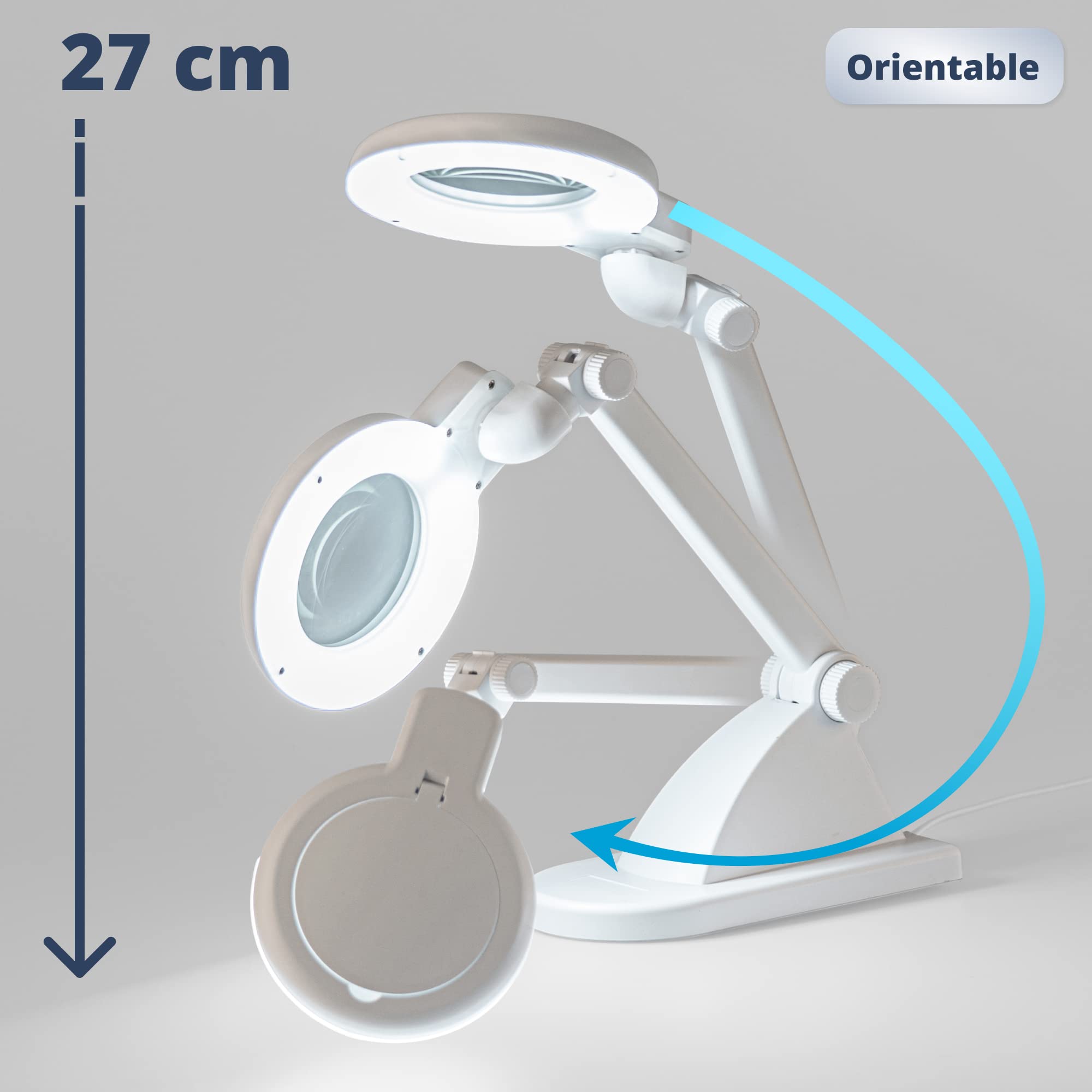 Lampe Loupe LED de Bureau 5 dioptries - esthétique modélisme Professionnel Broderie - entièrement Pliable - lentille 90 mm