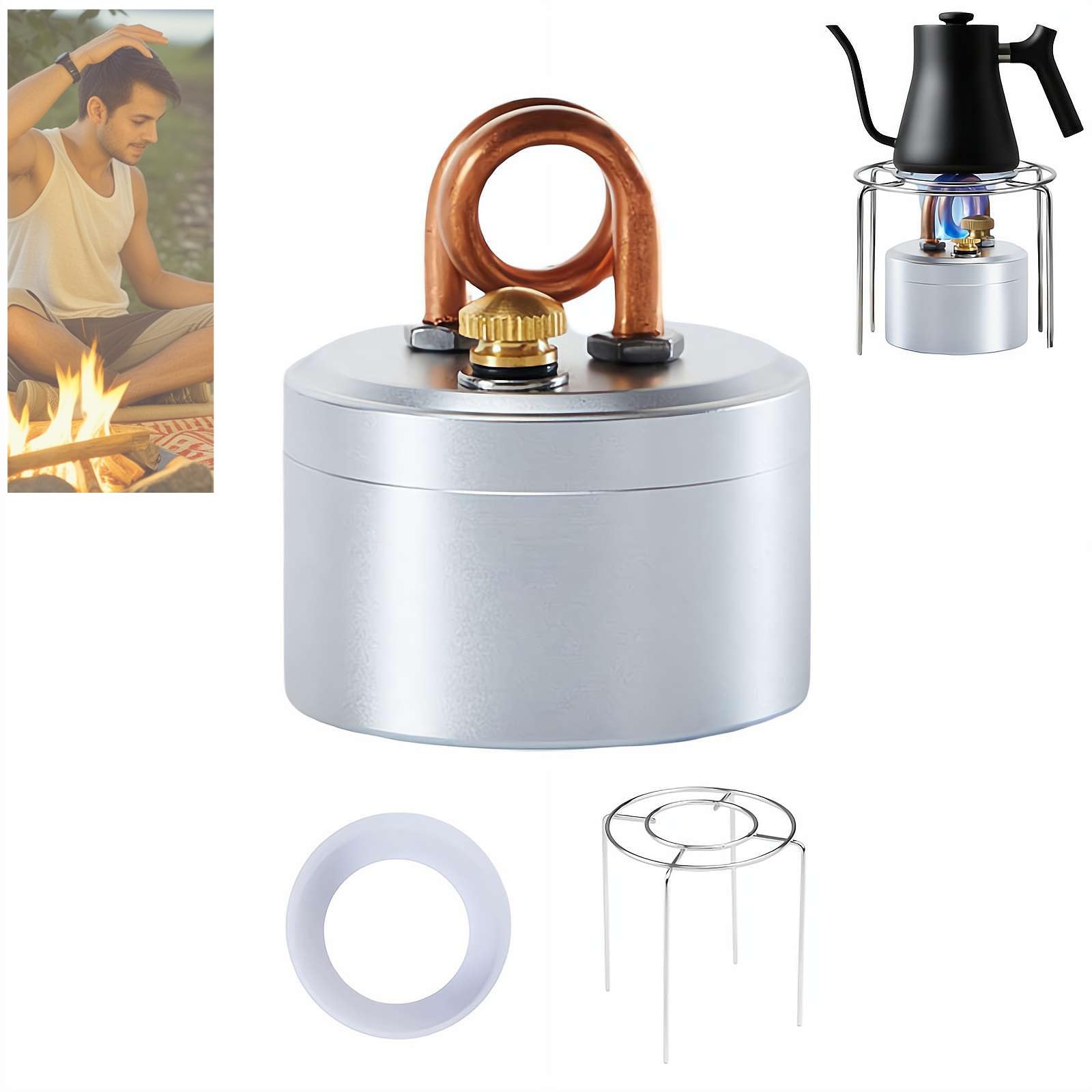 2026 High-Power Portable Mini Outdoor Spirit Burner & Alcohol Stove,Mini Camping Alcohol Stove, Lightweight Brass Aluminum Spirit Burner with Stand, Windproof Faster Heating Backpacking Hiking