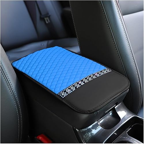 Funda de piel brillante para reposabrazos de automóvil, protector de consola central para automóvil, almohadilla de cojín antiarañazos con diamantes