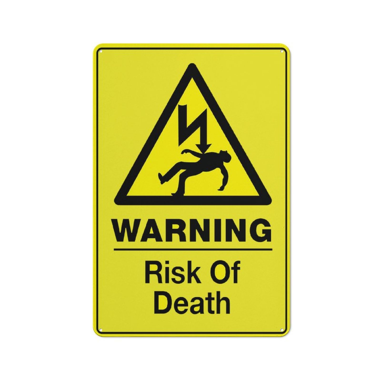 Peiyeety A005 Metal Tin Sign Warning Risk Of Death Quote Vintage Metal Wall Art Plaque For Home Living Room Bedroom Farmhouse Patio Rustic Wall Decor 12X16 Inch