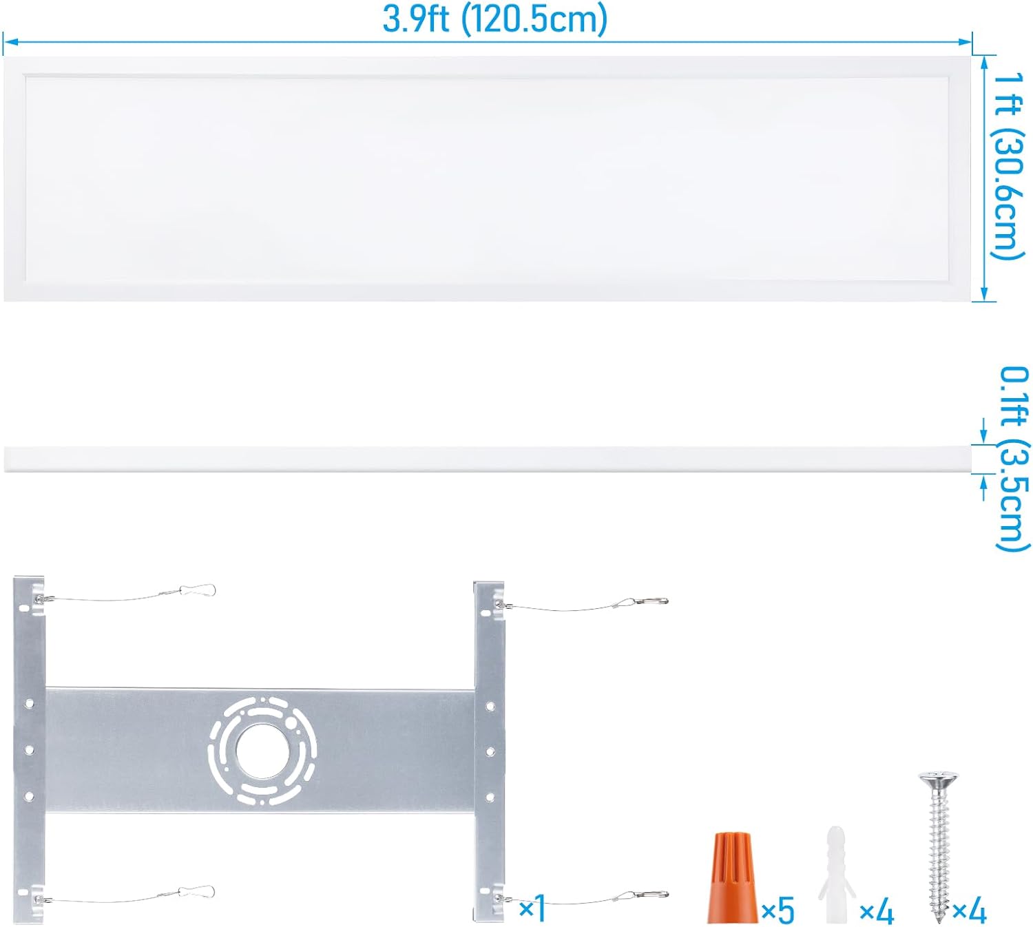 LEONLITE 120-277V 1x4 LED Flat Panel Light Surface Mount, 50W/40W/30W, 5500LM, 4 Ft. Ceiling Lighting, 0-10V Dimmable Flush Mount Panel Ceiling Light, 3500K/4000K/5000K, Built-in Driver, UL, White