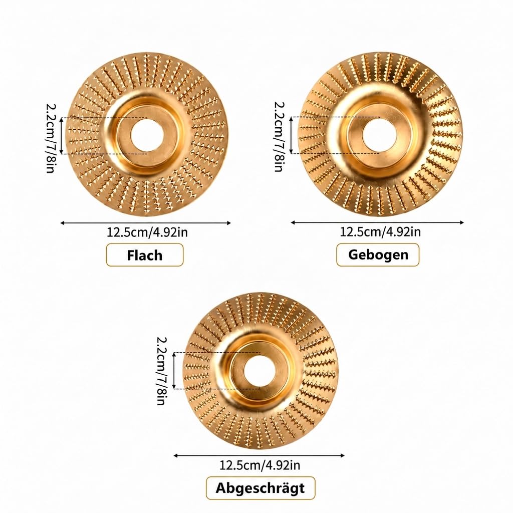 Wolframcarbid Schleifer,Holzschleifscheibe für Winkelschleifer,Schleifscheibe–Wolframkarbid-Rad,Holzbearbeitungswerkzeug für Winkelschleifer zum Formen,SchleifenundSchneiden,Schnitzen,Polieren (3pc)