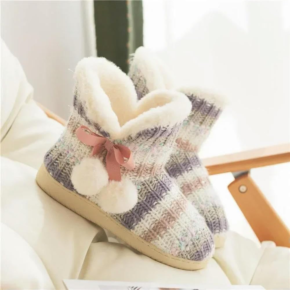 GLDFW - Pantuflas para mujer, de punto de felpa, para casa, para interiores y exteriores