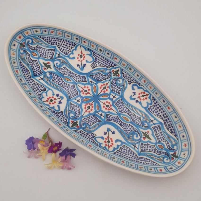 Plat ovale Marocain turquoise - L 53 cm