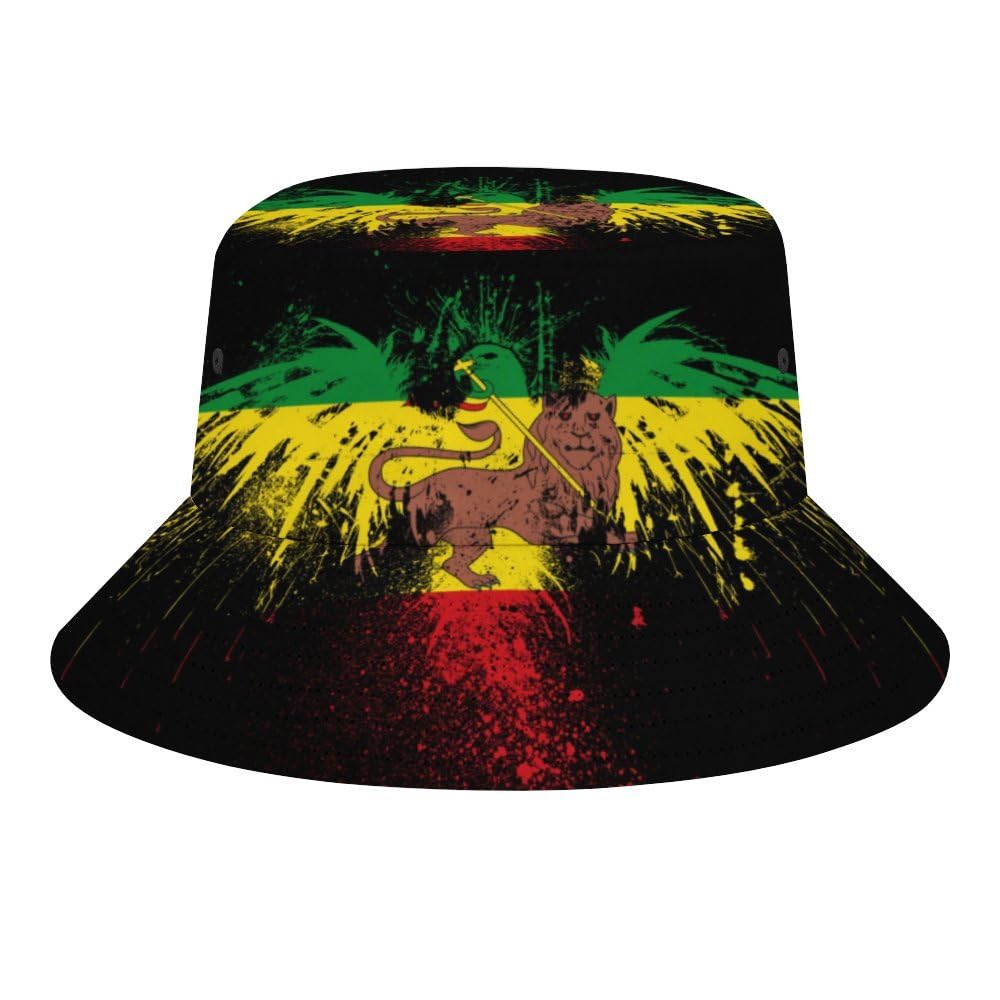 Jopajre Unisex Jamaican Reggae Rasta Lover Bucket Hat For Women Men Sun Cap Fisherman Hat Packable Beach Caps Travel Outdoor