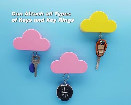 Miniatura 3 de Soporte de pared magnético con forma de nube blanca para colgar las llaves, adorno con diseño creativo y único, fuerte imán para colgar varias