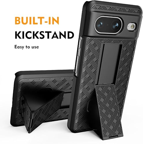 Miniatura 3 de Funda para teléfono Google Pixel 8 (2023) con protector de pantalla, funda giratoria con clip para cinturón con soporte, cubierta protectora