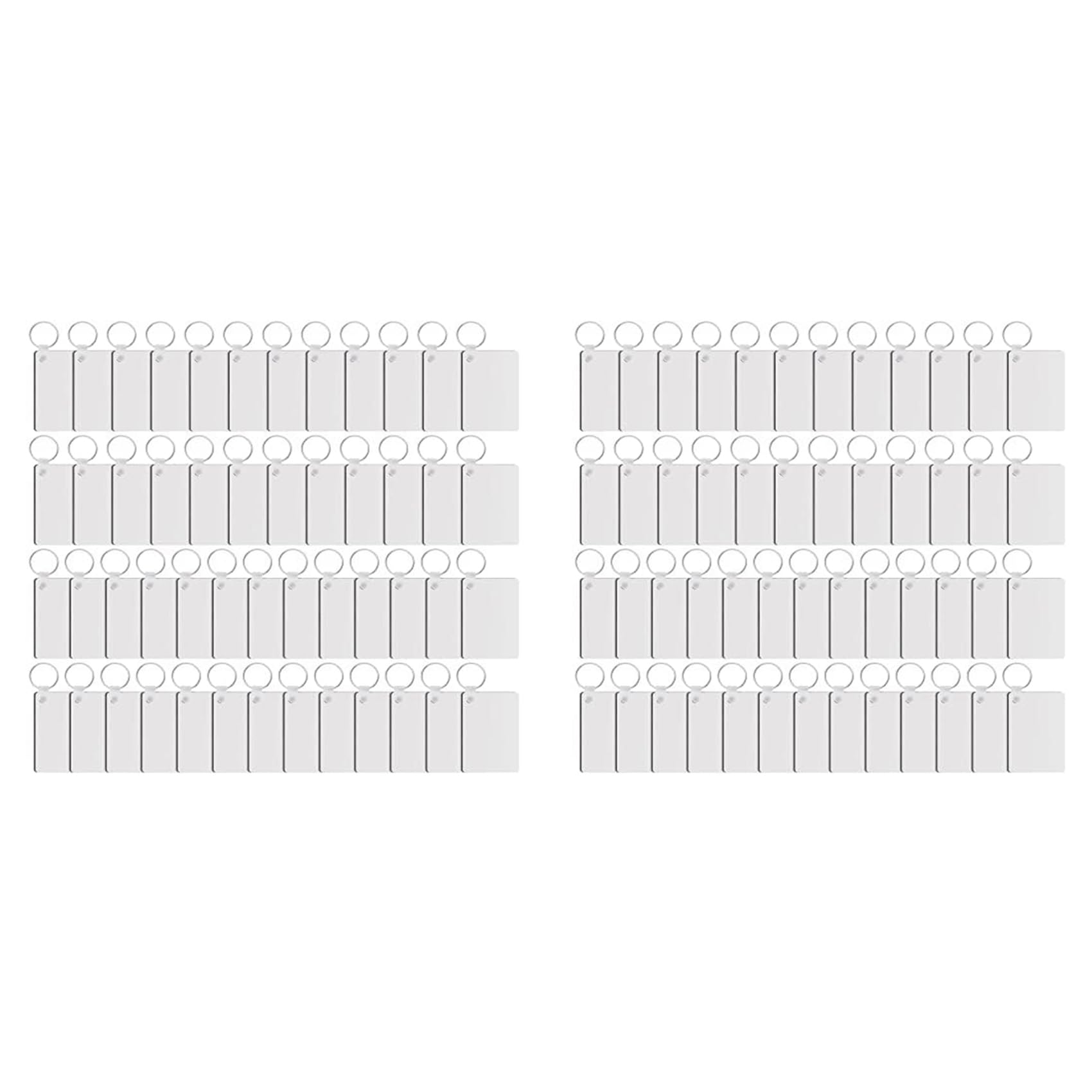 Vjsujehgy 100 Pieces Rectangle Sublimation Keychain Blanks Double Side Heat Transfer Blanks MDF Blank Board Key Rings Blanks