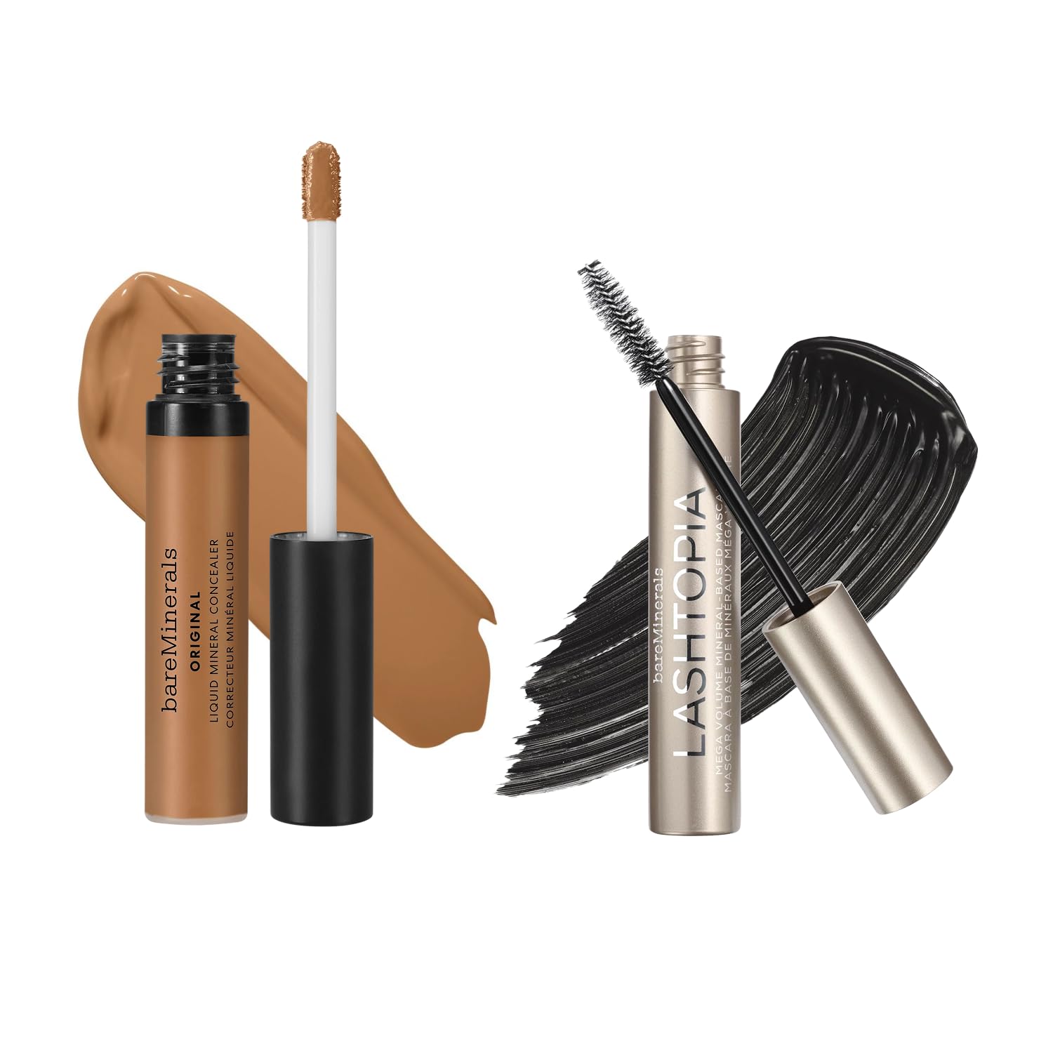 bareMinerals Original Liquid Mineral Concealer Brightening Dark Circle Lashtopia Mega Volume Black Mascara Bundle