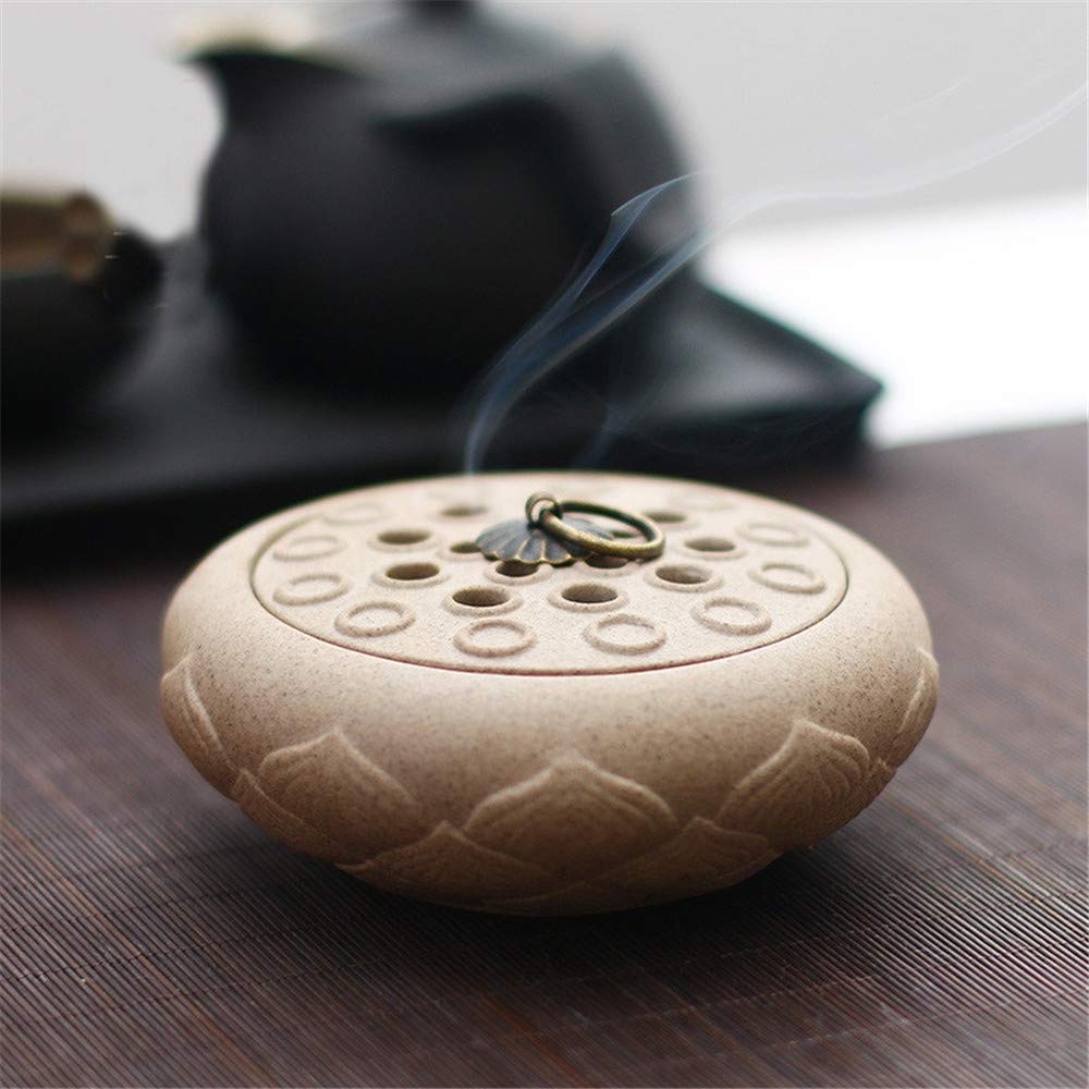 Quemadores de Incienso de cerámica, Porta Incienso, Bandeja para Cenizas, Cuenco para Obras de Arte, decoración del hogar, Yoga, Oficina en casa (Beige, 10,8 x 8 x 4 cm)