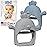 PBnJ Baby, Silicone Teether Glove, Baby Toys 0-6 Months, Mittens for Infants use as Teething Pacifier, Teething Toys 3-6 Months, Teethers for Babies 6-12 Mon, 6 Mo Old Must Haves - 2 Pack Gray/Blue