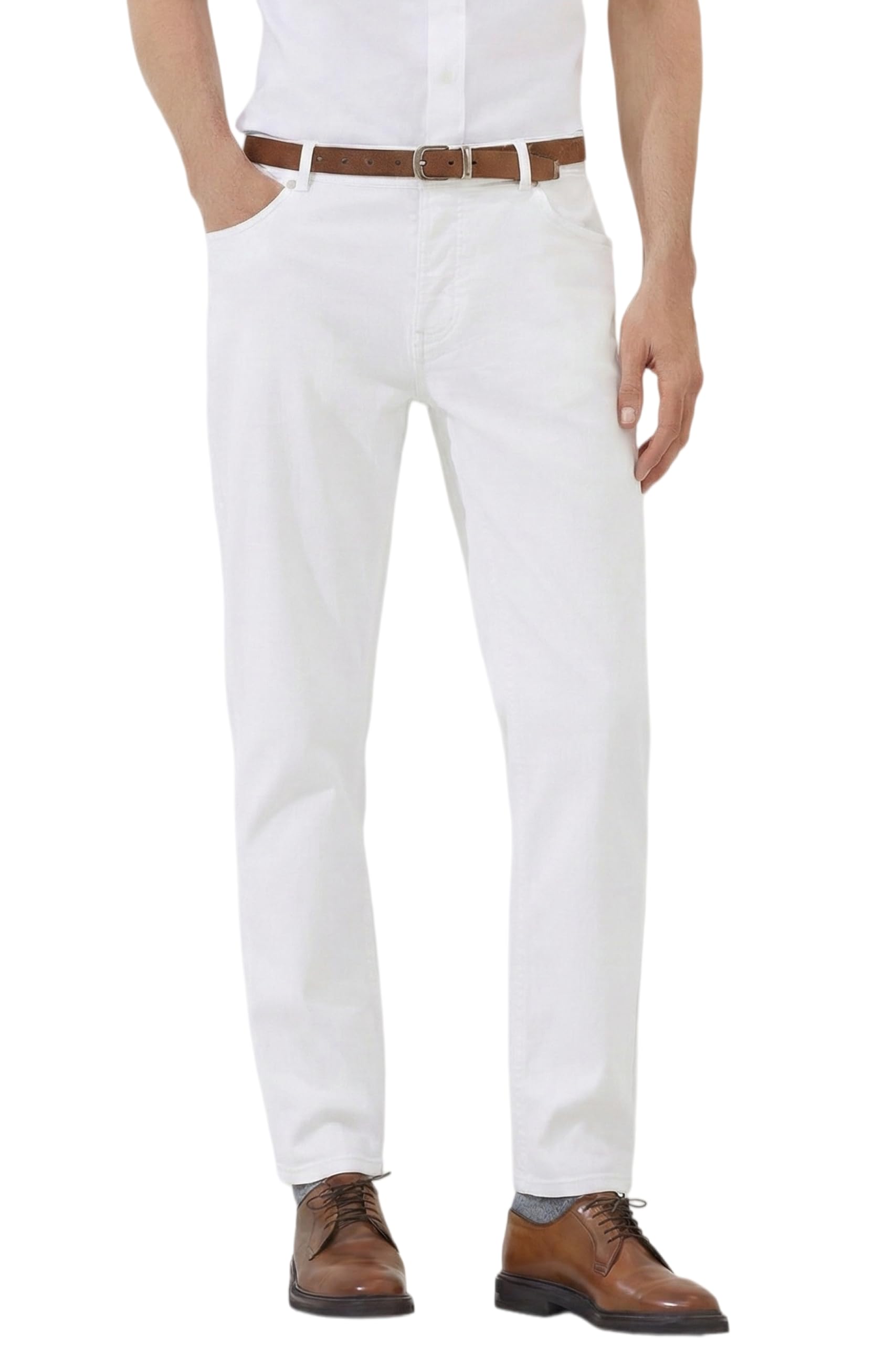 MZNBURAM Men's Regular Fit Straight-Leg Jeans - High-Stretch Cotton Fashion Comfort Flex Waist Denim Pants
