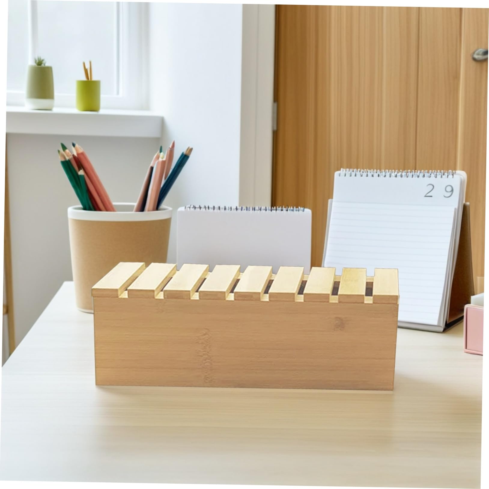 Gatuida Caja Organizadora de Cables de Madera Natural Gran con Soporte para Teléfono Integrado Organizador de Escritorio para Oficina y Hogar para Ocultar Cables y Regletas