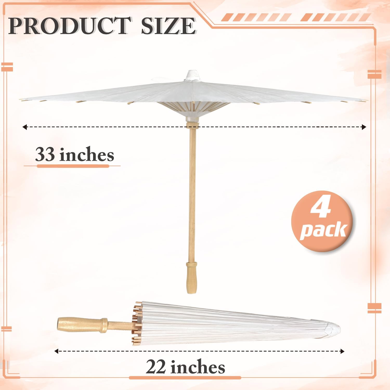 Papierschirme aus Papier, dekorativ, chinesischer japanischer Sonnenschirm, DIY, geöltes Papier, Malerei, Regenschirme, Basteln für Hochzeit, Brautparty, Dekoration, 84 cm