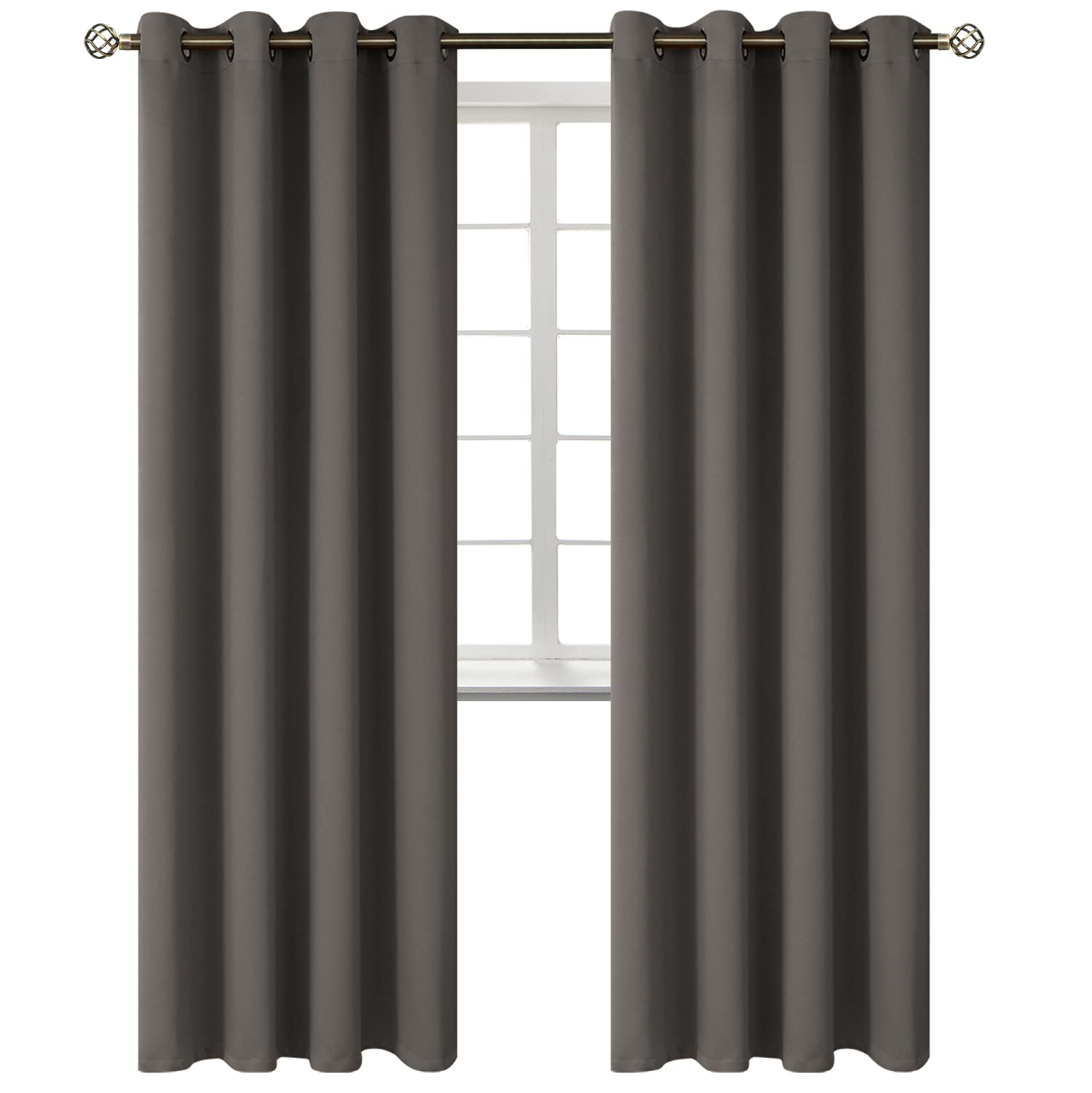 BGment Blackout Curtains for Bedroom - Grommet Thermal Insulated Room Darkening Curtains for Living Room, Set of 2 Panels (52 x 84 Inch, Grey)