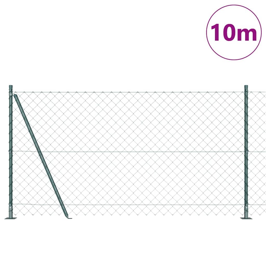Zielone ogrodzenie ogniwowe łańcucha ze słupkami, 1,2 x 10 m, wytrzymała stal, odporna na warunki atmosferyczne, ochrona przed korozją, do ogrodu, na taras