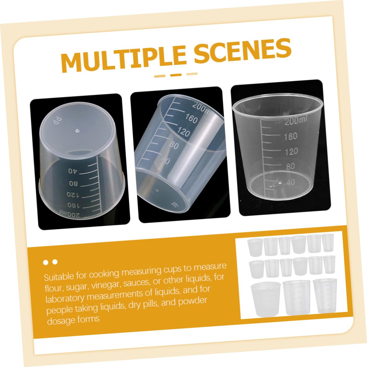 Tasse à Mesurer Transparente Pp 50 Pièces 50ml 100ml 200 Ml