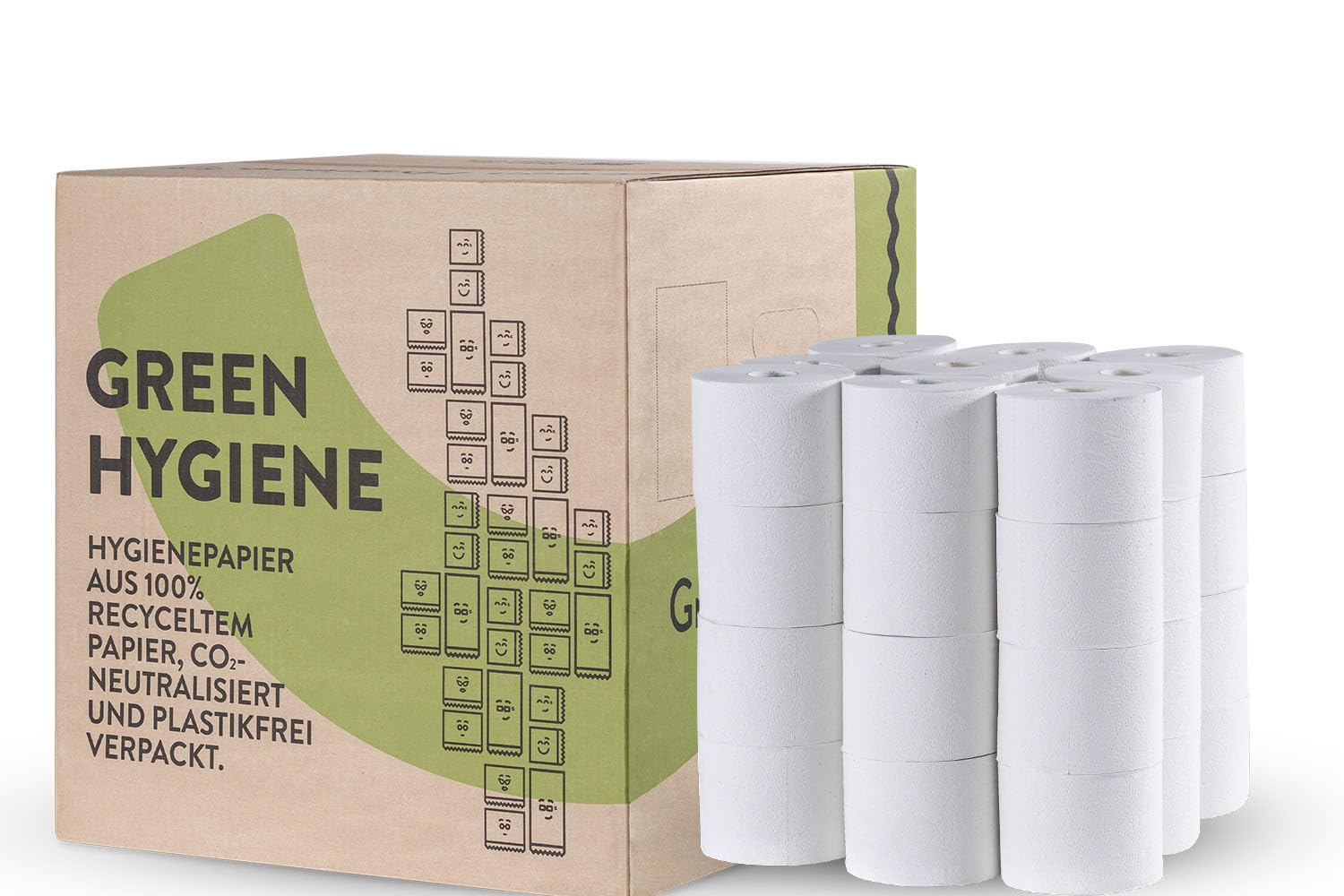 Papel higiénico Kordula 90639, sin plástico, 100% reciclado, 3 capas, color blanco brillante, 36 rollos de 400 hojas