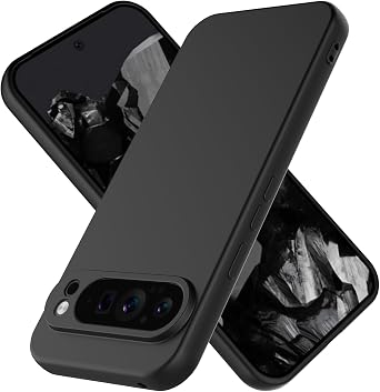 HAII for Google Pixel 9 Pro XL Case, Slim Liquid Silicone for Women Men with Scratch-Resistant Microfiber Lining Shockproof Soft Silicone Protective Phone Case Black, Google 9 Pro XL
