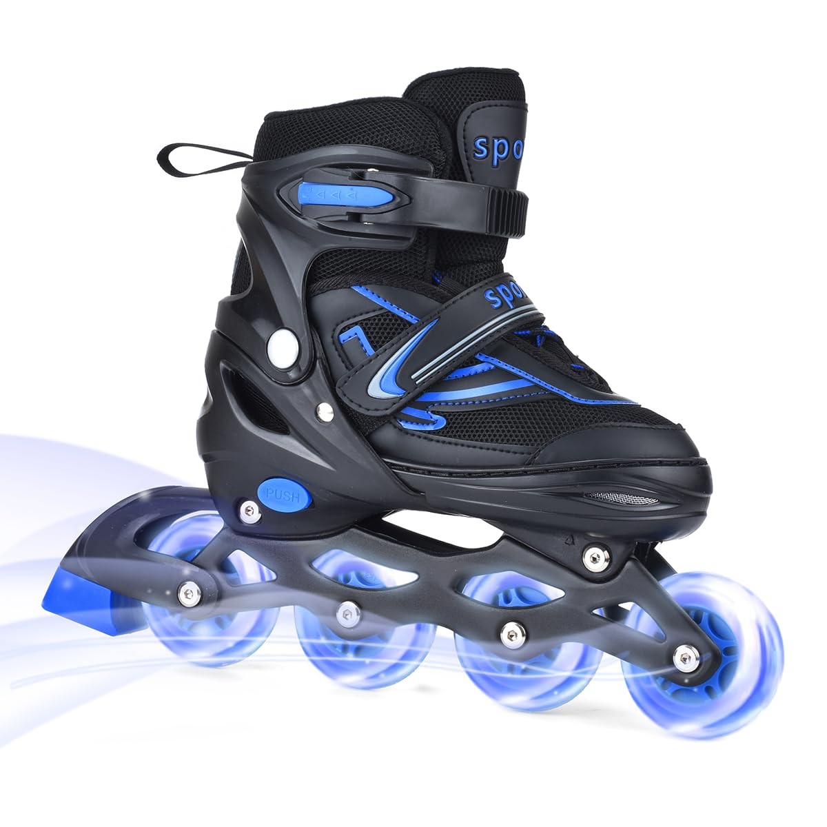 ERNAN Inline Skates,Adjustable Light up Kids Inline Skates, for Boys and Girls,Roller skate for Kids Youth, Beginner (Blue, S)