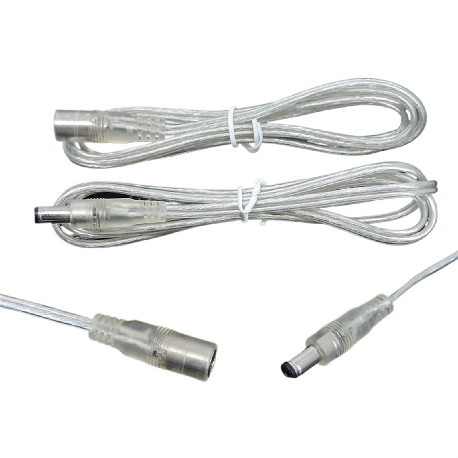 NTOLFCS 0.2/1m Transparent Male Female Pigtail Jack 5.5x2.1mm 5A 20awg Power Adapter Connector Cord(Female 5pcs 1 meters)(Dc Male 5pcs,1M)