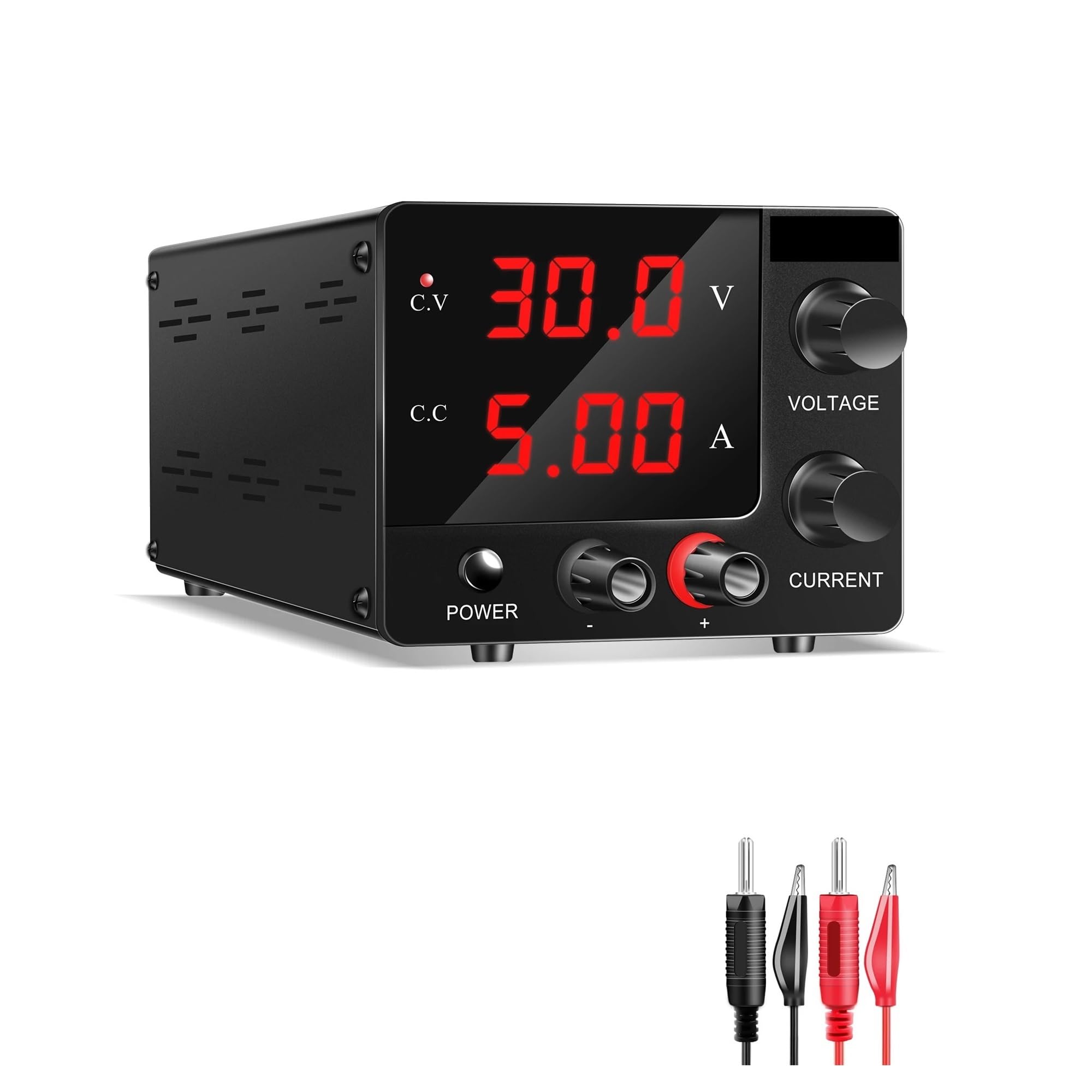 Fuente de alimentación de Laboratorio DC Variable 0-30V 0-5A Ajustable, Fuente de alimentación conmutada regulada, regulador de Voltaje para Banco de Trabajo de Mantenimiento (15V 10A)