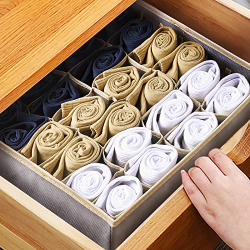 Bessrung 2PCS Bra Storage Organizer for Drawers, Foldable Underwear Organizer Drawer Storage Divider Boxes for Women Lingerie (Grey)