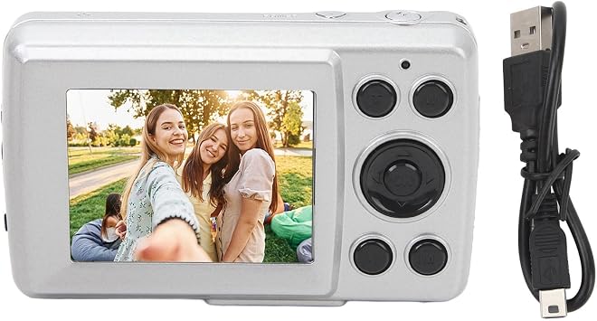 2.4 Portable Camera, 16X Digital Zoom Digital Camera, 1080P 16MP, Autofocus Camera for Photo Video, HD Display Screen, Digital Camera for Students, Teens and Adults Silver Gray