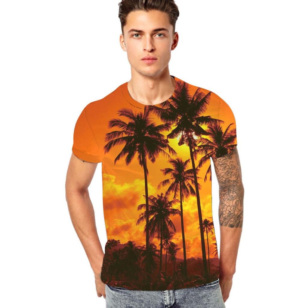 Zulmaliu Men's Tee Shirt,Funny Boys 3D Romantic Sunset Clouds Short Top Polo Blouse
