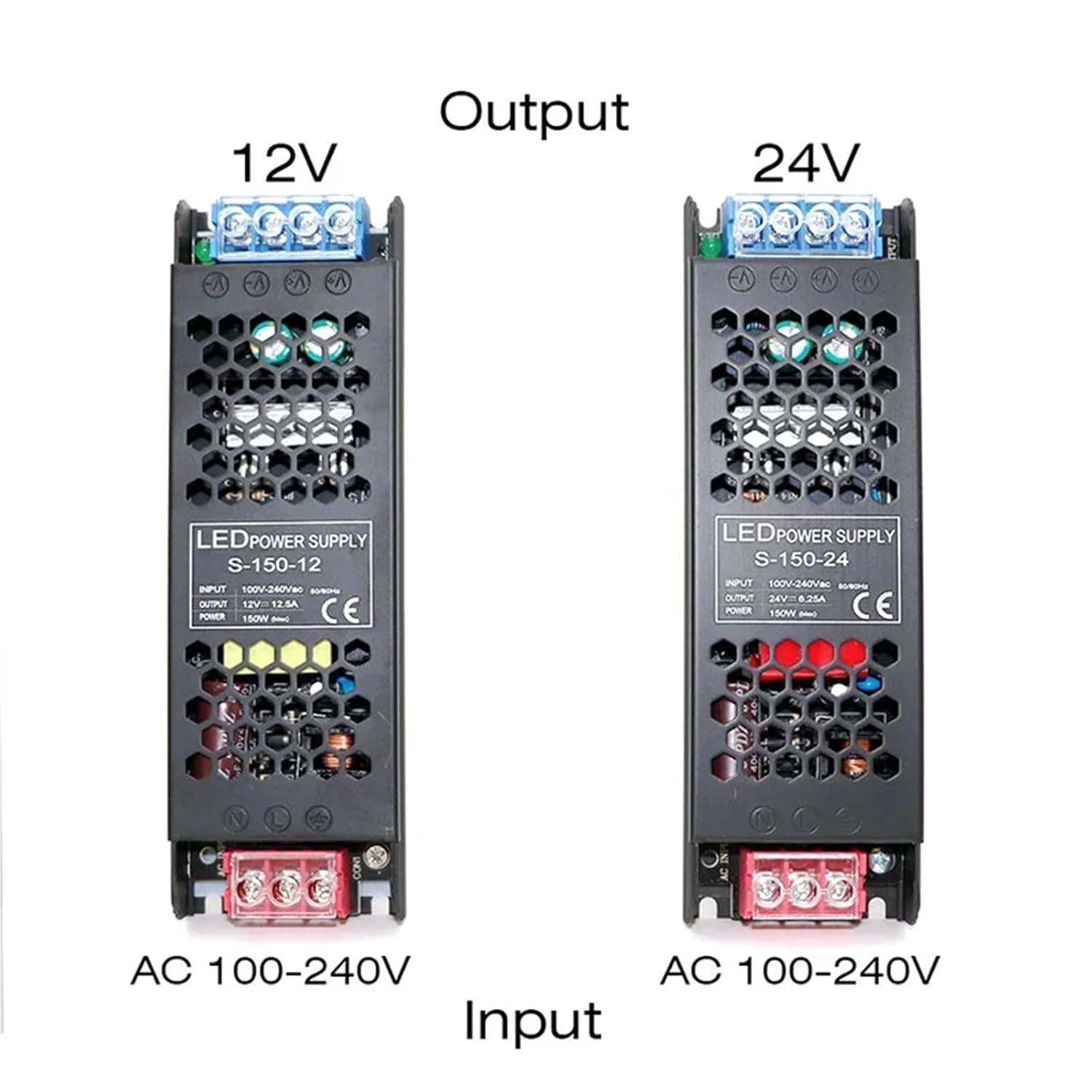 Constant Voltage Power Supply 48W 60W 100W 150W 200W 300W 400W Thin Driver for LED Strips DC 12V / 24V Lighting(200W,DC 12V)