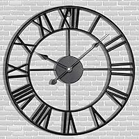 Letmaliy Antique Tower 24 Inch Roman Numeral Wall Clock - Silent Quartz Metal, Waterproof Indoor Outdoor Retro Decor