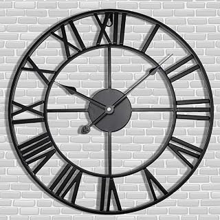 Letmaliy Antique Tower 24 Inch Roman Numeral Wall Clock - Silent Quartz Metal, Waterproof Indoor Outdoor Retro Decor