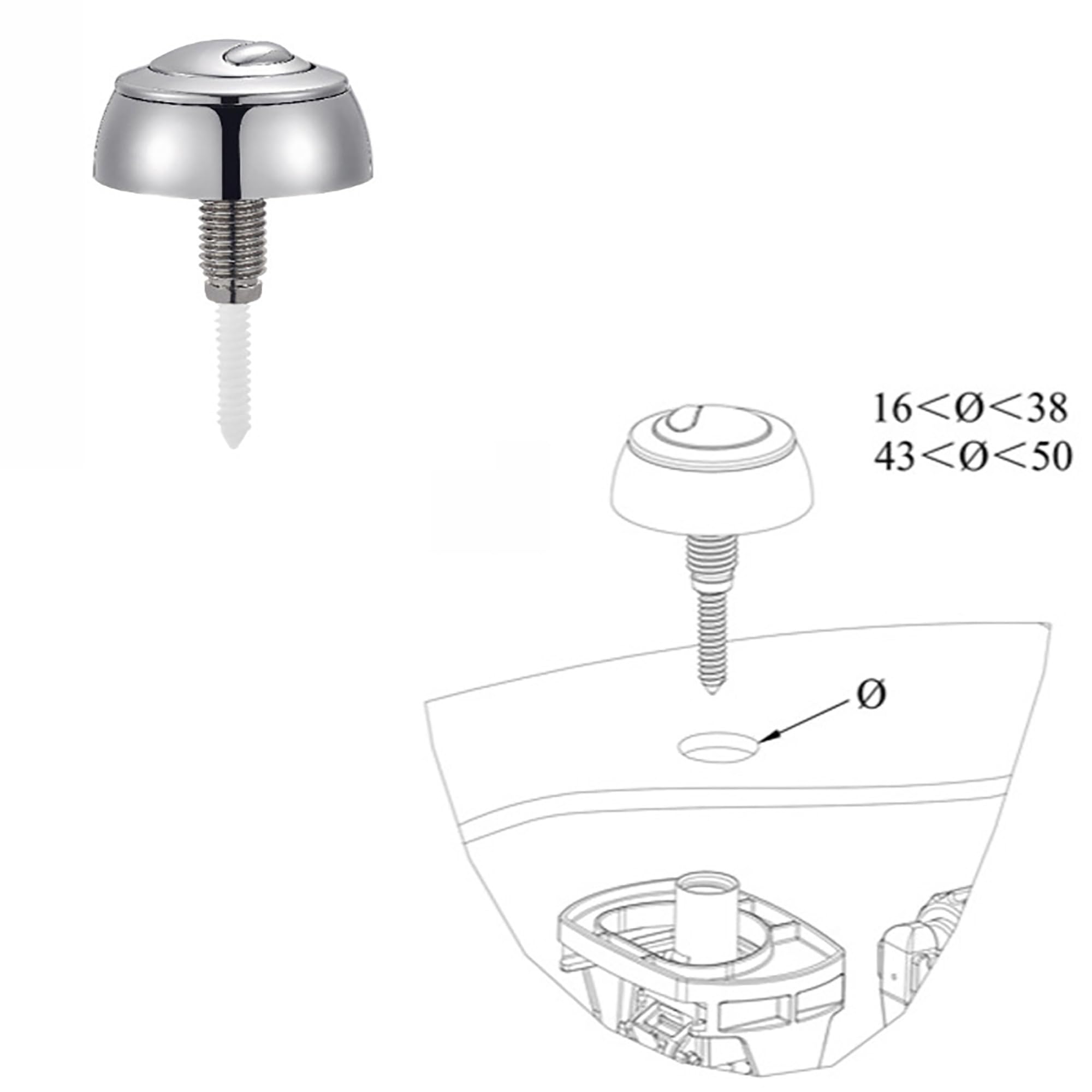 Blyxon Toilet Button Dual Flush Toilet Cistern Push Button Assembly Toilet Push Button Dual Flush Replacement (Toilet Button with Support Cover) - Image 2