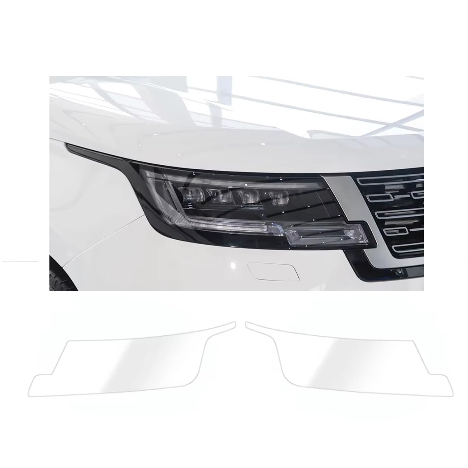 Headlight Film for Land Rover Range Rover L460 2024-2026, 1Set Transparent/Smoke Black Car Headlight TPU Protective Film