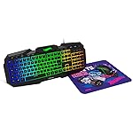 KROM KUSTOM Hot Wheels Edition Keyboard, Mouse and Mat Kit- RGB Membrane Keyboard, 7200 DPI Optical Sensor Mouse, Soft and Durable Fabric Mat, French Layout, Black